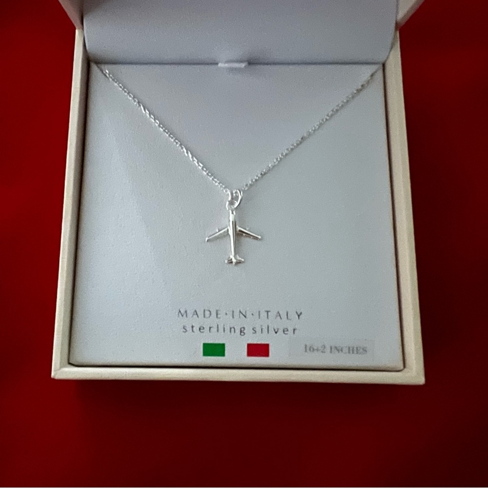100% Authentic - Necklace with a Plane Charm (NIB | Sterling Silver)